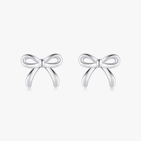 1 Pair Ig Style Basic Simple Style Bow Knot Plating Sterling Silver Silver Plated Ear Studs