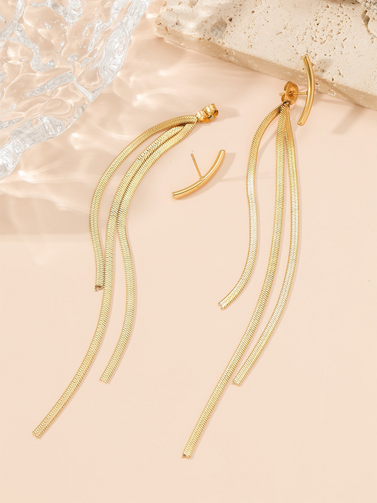 1 Pair Casual Elegant Simple Style Solid Color Plating Stainless Steel 18k Gold Plated Drop Earrings