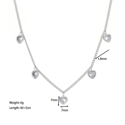 Casual Heart Shape Titanium Steel Plating Inlay Zircon Necklace