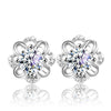 1 Pair Simple Style Commute Flower Plating Inlay Copper Zircon Silver Plated Ear Studs