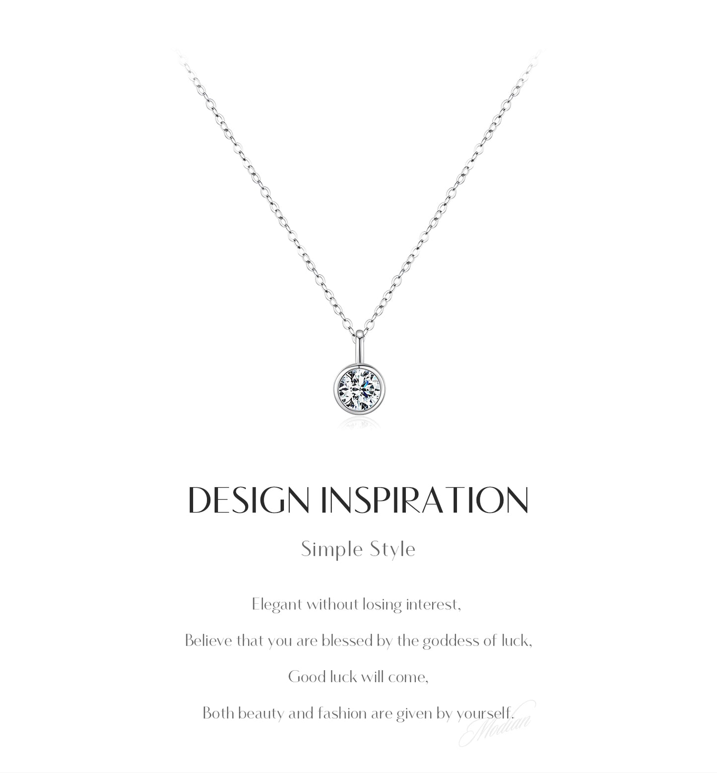 Ig Style Elegant Round Sterling Silver Gra Plating Inlay Moissanite Rhodium Plated Pendant Necklace