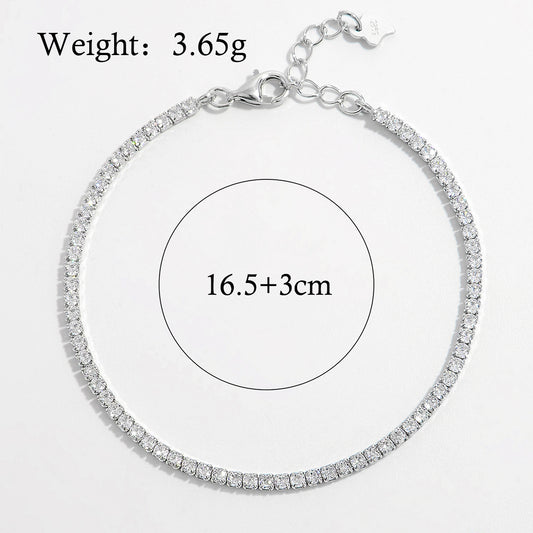 Ig Style Elegant Solid Color Sterling Silver Plating Inlay Zircon 14k Gold Plated White Gold Plated Bracelets