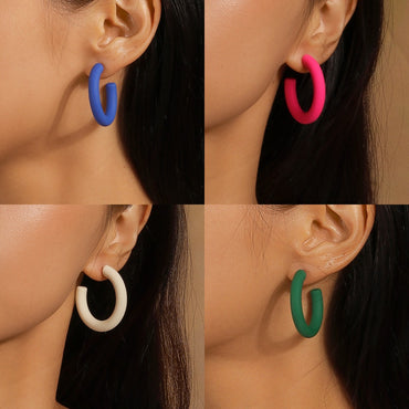 1 Pair Simple Style C Shape Plastic Ear Studs