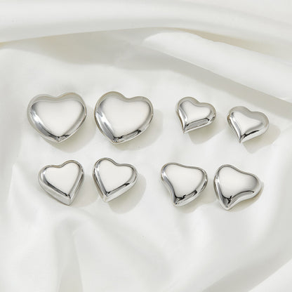 1 Pair Simple Style Geometric Heart Shape Plating Stainless Steel Ear Studs