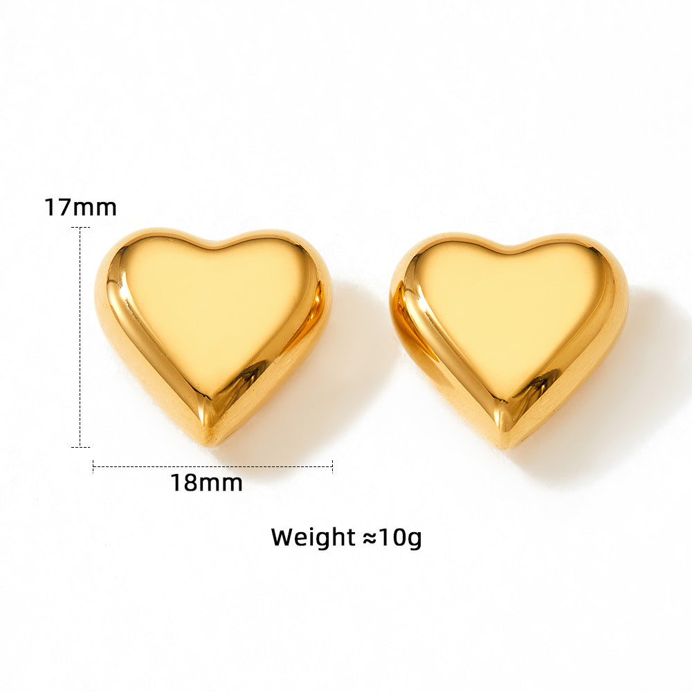 1 Pair Simple Style Geometric Heart Shape Plating Stainless Steel Ear Studs