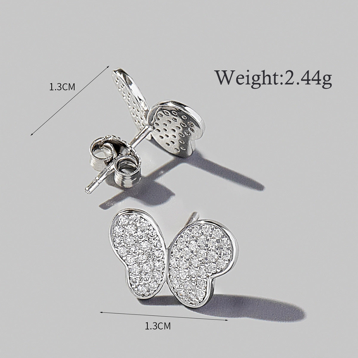 1 Pair Cute Sweet Triangle Heart Shape Plating Inlay Sterling Silver Zircon White Gold Plated Rhodium Plated Ear Studs