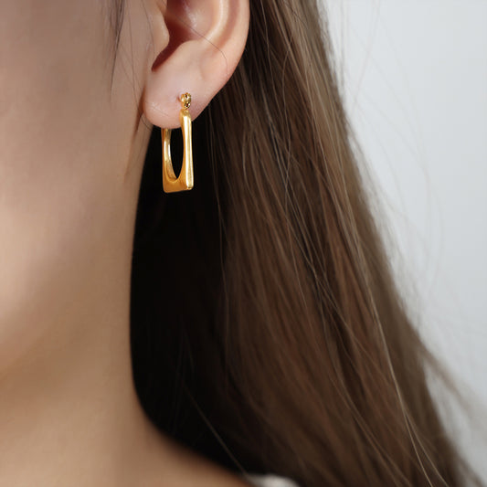 1 Pair Casual Elegant Simple Style Geometric Plating Titanium Steel 18k Gold Plated Earrings