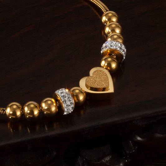 Vintage Style Simple Style Heart Shape Stainless Steel Inlay Zircon Bracelets