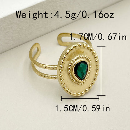 Retro Geometric Stainless Steel Plating Turquoise Open Ring