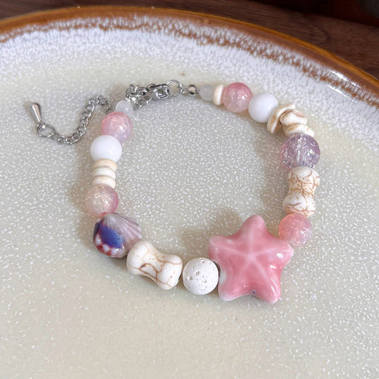 Elegant Sweet Color Block Starfish Ceramics Beaded Women's Bracelets