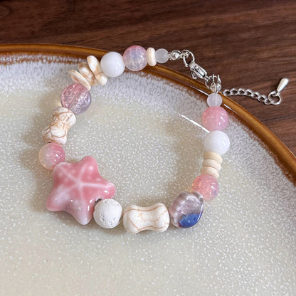 Elegant Sweet Color Block Starfish Ceramics Beaded Women's Bracelets