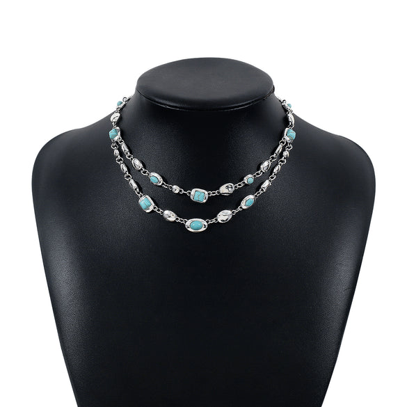 Ethnic Style Simple Style Color Block Alloy Glass Women's Layered Necklaces