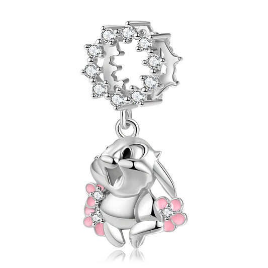 Cute Rabbit Sterling Silver Plating Inlay Zircon Jewelry Accessories