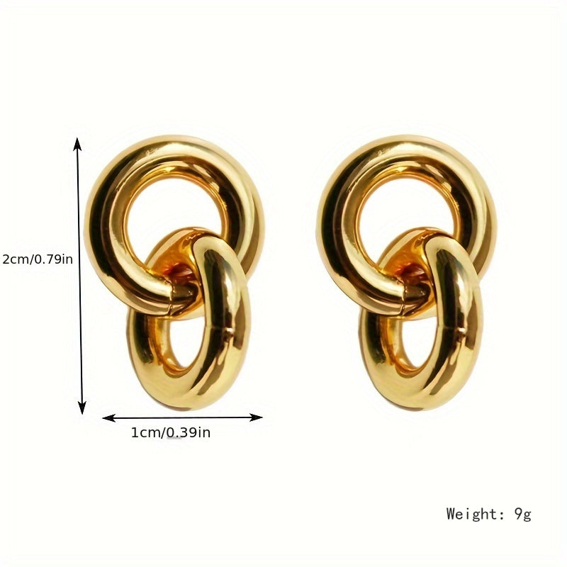 1 Pair Casual Classic Style Round Plating Stainless Steel Gold Plated Ear Studs