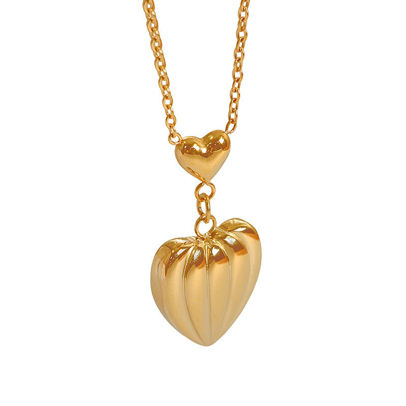 Wholesale Vintage Style Heart Shape Titanium Steel Plating Pendant Necklace