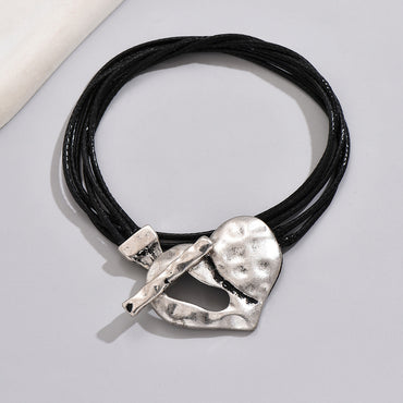Vintage Style Heart Shape Pu Leather Wholesale Bracelets