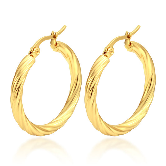 1 Set Simple Style Commute Solid Color Plating Stainless Steel Gold Plated Earrings