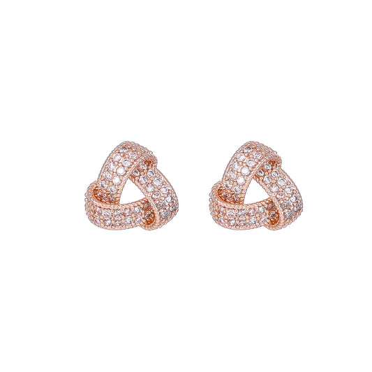 1 Pair Elegant Sweet Twist Plating Inlay Copper Zircon Gold Plated Ear Studs