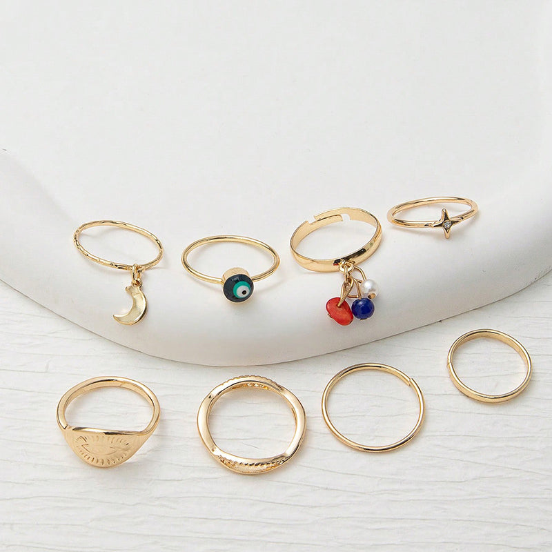 Hip-hop Classic Style Color Block Gold Plated Silver Plated Artificial Gemstones Opal Alloy Wholesale Rings