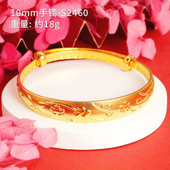 Chinoiserie Geometric Copper Gold Plated Bangle