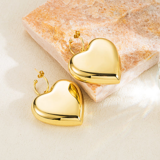 1 Pair Ig Style Basic Heart Shape Water Plating Stainless Steel Drop Earrings