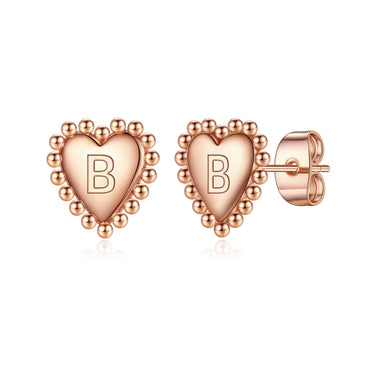1 Pair Casual Elegant Letter Heart Shape Plating Copper 14k Gold Plated Ear Studs