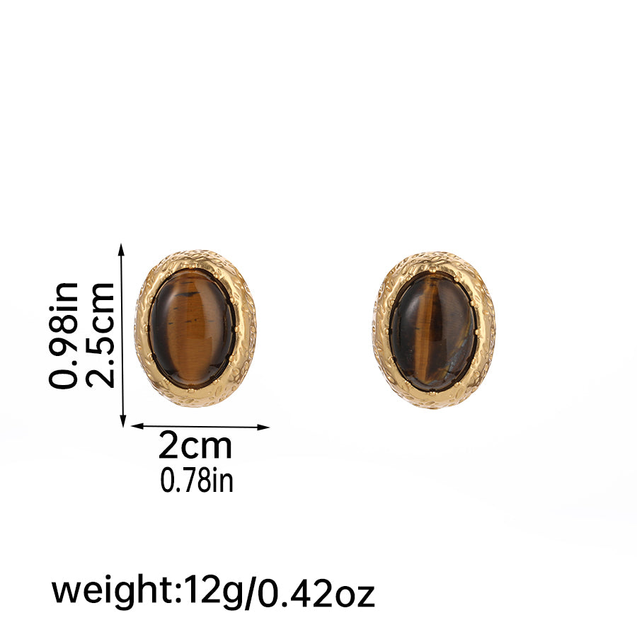 1 Pair Casual Elegant Luxurious Geometric Plating Inlay Copper Obsidian 18k Gold Plated Ear Studs