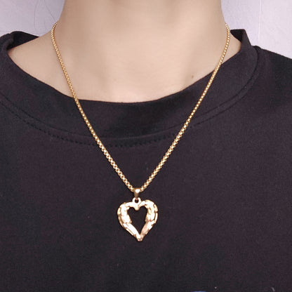 Vintage Style Simple Style Heart Shape Stainless Steel Plating 18k Gold Plated Pendant Necklace