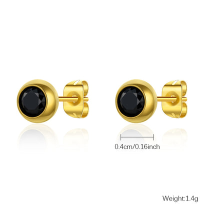 1 Pair Casual Cute Simple Style Solid Color Plating Inlay Stainless Steel Titanium Steel Zircon Gold Plated Ear Studs