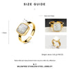 Fashion Geometric Titanium Steel Plating Natural Stone Shell Open Ring