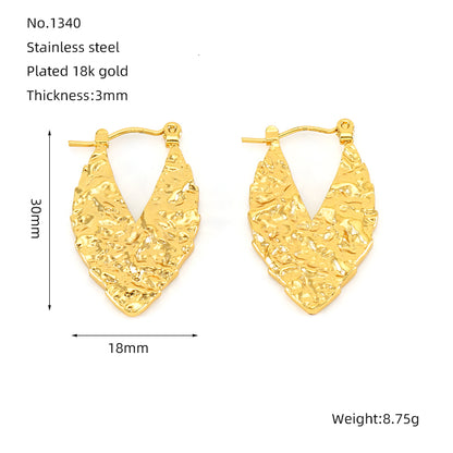 1 Pair Simple Style Geometric Heart Shape Polishing Plating Stainless Steel 18k Gold Plated Hoop Earrings