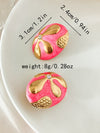 1 Pair Retro Sweet Simple Style Oval Enamel Plating 304 Stainless Steel Zircon 14K Gold Plated Ear Studs