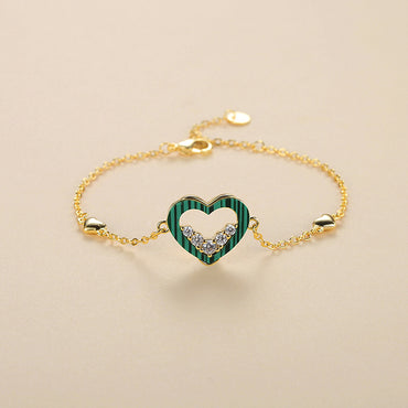 Simple Style Korean Style Heart Shape Alloy Inlay Zircon Women's Bracelets
