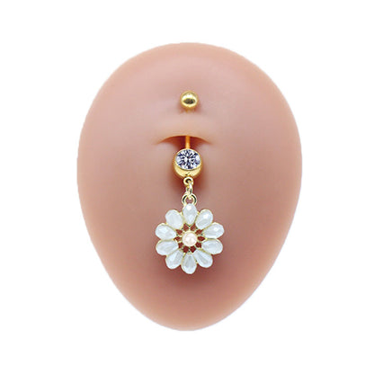 Simple Style Commute Clouds Heart Shape Shell Stainless Steel Alloy Copper Plating Inlay Rhinestones Zircon White Gold Plated Gold Plated Belly Ring