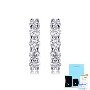 1 Pair Elegant Geometric Solid Color Gra Plating Inlay Sterling Silver Moissanite Hoop Earrings
