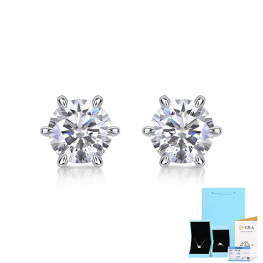 1 Pair Simple Style Geometric Solid Color Gra Plating Inlay Sterling Silver Moissanite Ear Studs