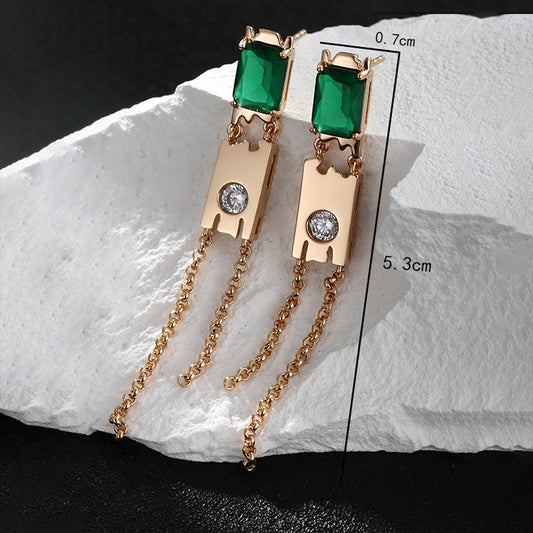 1 Pair Nordic Style Xuping Geometric Color Block Plating Inlay Copper Alloy Artificial Gemstones 18k Gold Plated Drop Earrings
