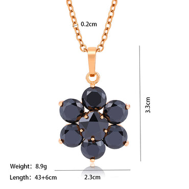 Vintage Style Xuping Flower 18k Gold Plated Artificial Gemstones Copper Alloy Wholesale Pendant Necklace