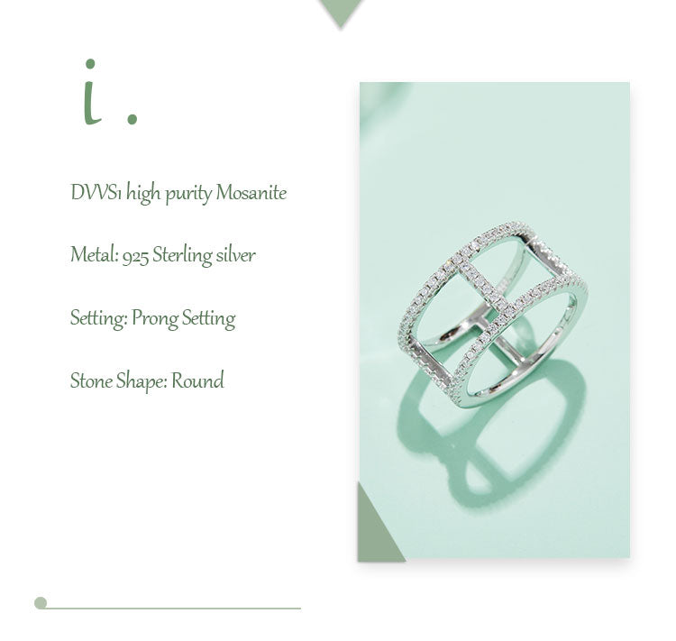 Simple Style Geometric Sterling Silver Rhodium Plated Silver Plated Moissanite Rings In Bulk