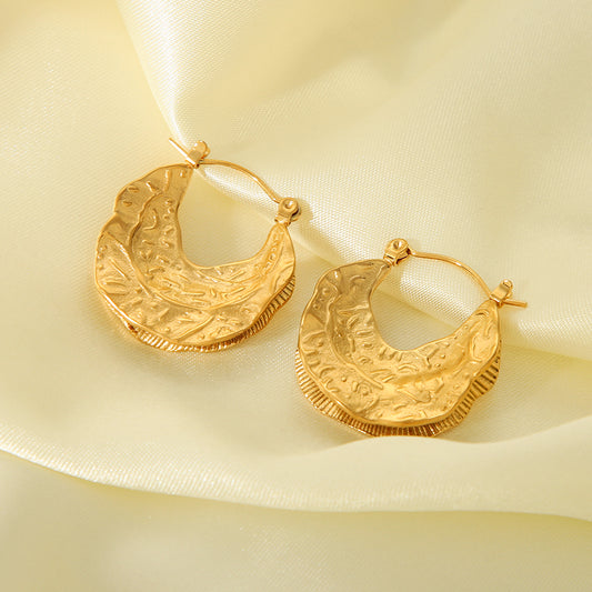 1 Pair Nordic Style Vintage Style Leaves Plating Stainless Steel 18k Gold Plated Hoop Earrings