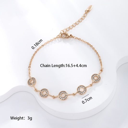 Elegant Xuping Streetwear Geometric Alloy Plating Inlay Rhinestones 18k Gold Plated Women's Bracelets