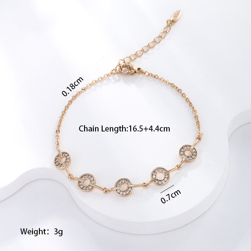 Elegant Xuping Streetwear Geometric Alloy Plating Inlay Rhinestones 18k Gold Plated Women's Bracelets
