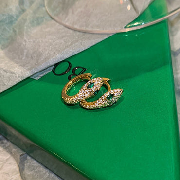 1 Pair Simple Style Commute Snake Inlay Copper Artificial Gemstones Earrings