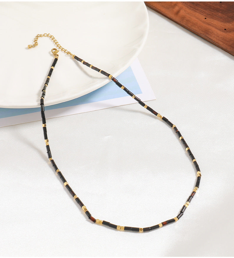 Simple Style Geometric Stainless Steel Natural Stone Beaded Choker