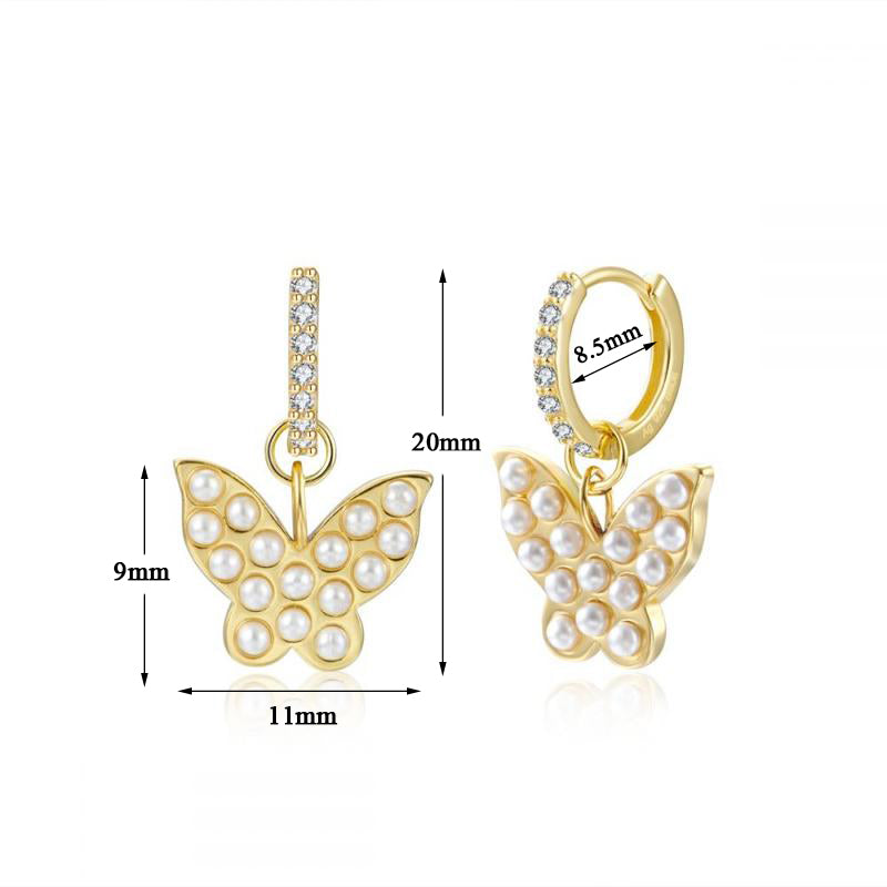 1 Pair Elegant Simple Style Animal Heart Shape Plating Inlay Copper Pearl 18k Gold Plated Drop Earrings Ear Cuffs Ear Studs