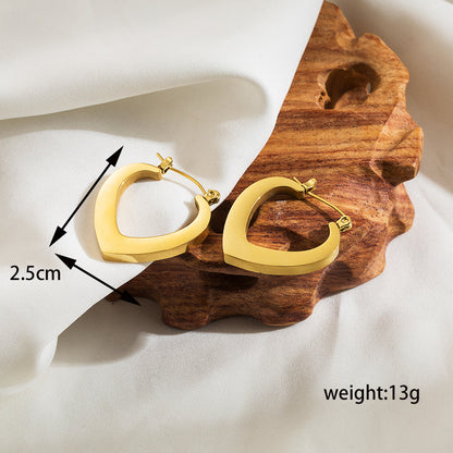 1 Pair Basic Simple Style Heart Shape Plating Stainless Steel 18k Gold Plated Hoop Earrings