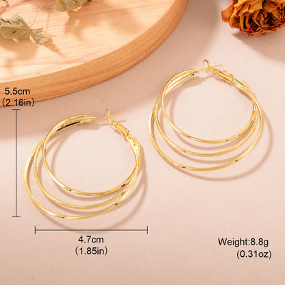 1 Pair Casual Geometric Layered Plating Copper Hoop Earrings