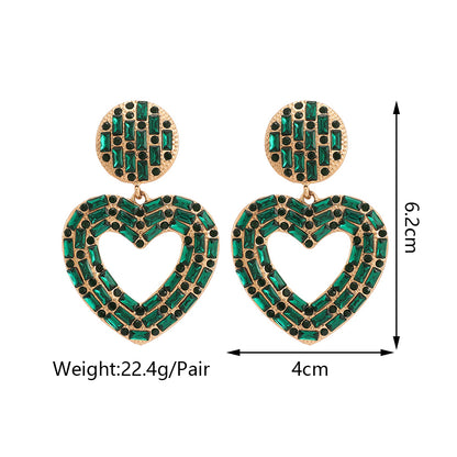 1 Pair Elegant Luxurious Lady Heart Shape Plating Inlay Zinc Alloy Rhinestones Drop Earrings