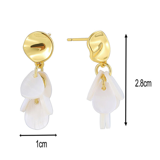 1 Pair Baroque Style Sweet Oval Water Droplets Plating Inlay Copper Shell 18k Gold Plated Ear Hook