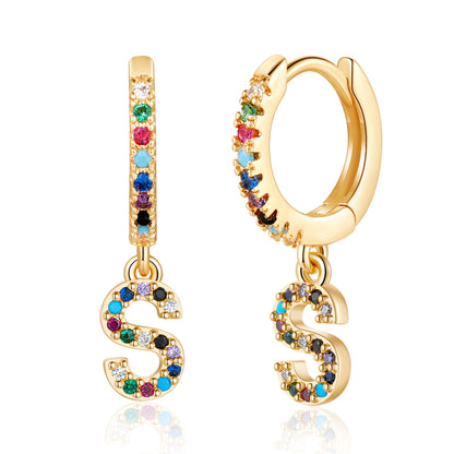 1 Pair Elegant Sweet Letter Plating Inlay Copper Zircon 14k Gold Plated Drop Earrings